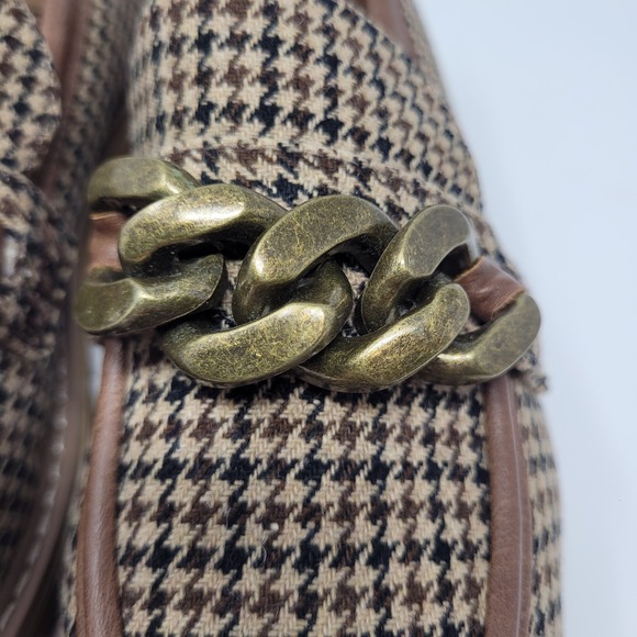 Hey Girl by Corkys Houndstooth Chain Link Lug Sole Loafers Brown Black Womens 9 - Picture 7 of 13
